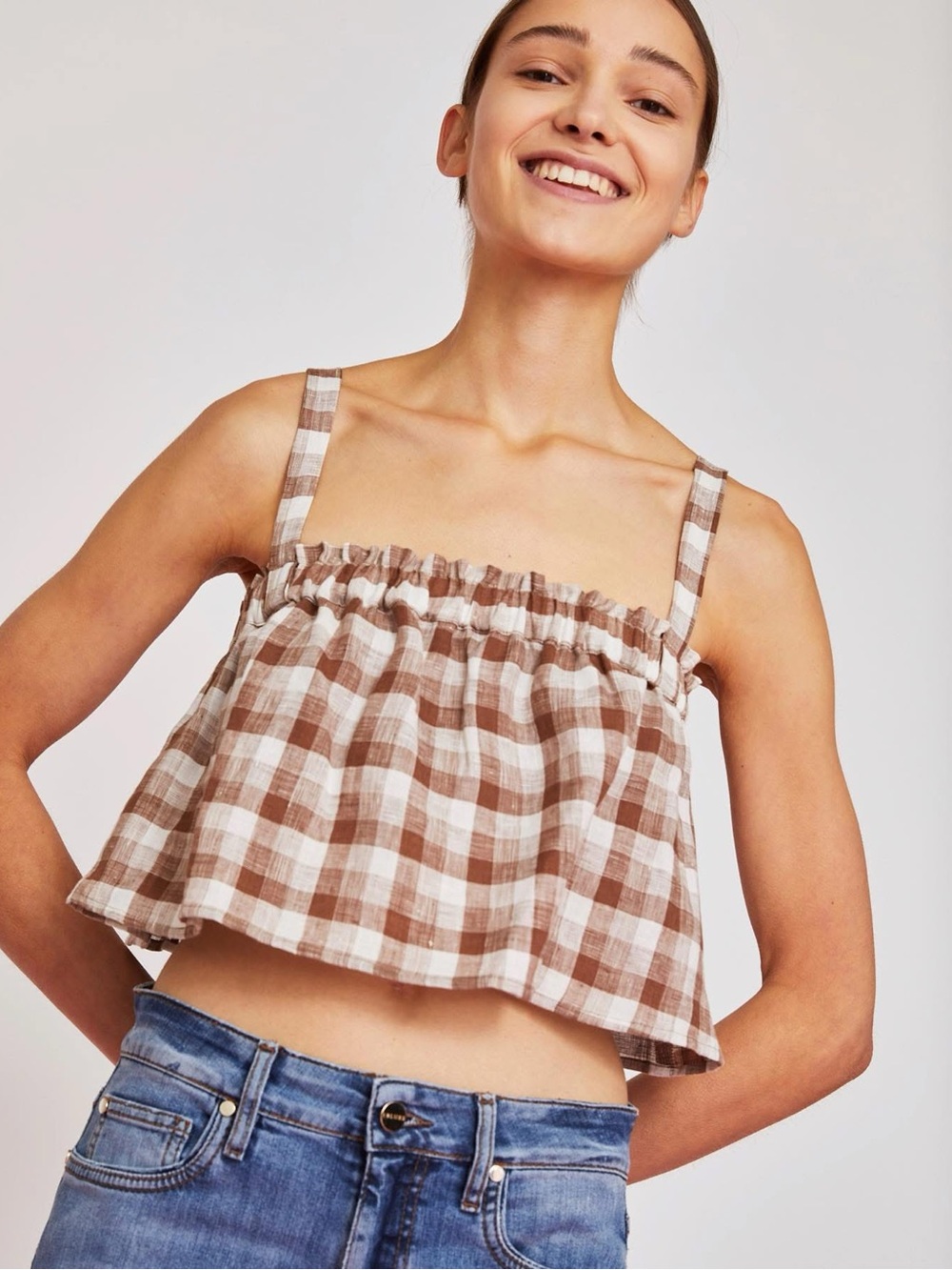 Iblues Italy gingham cropped top USA 6